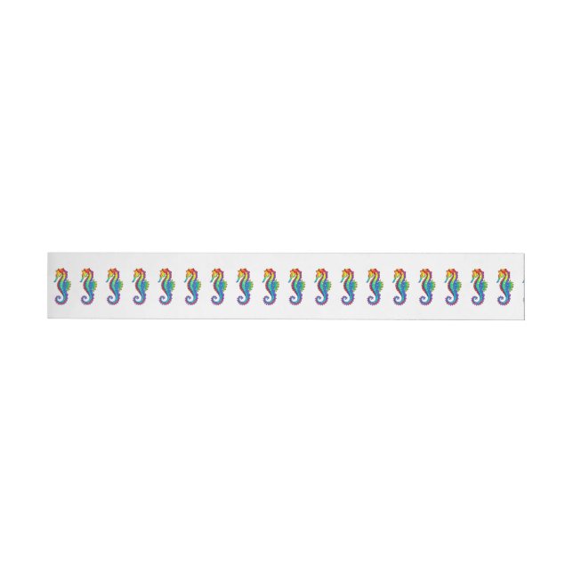 Rainbow Polygonal Seahorse Wraparound Address Label (Individual)