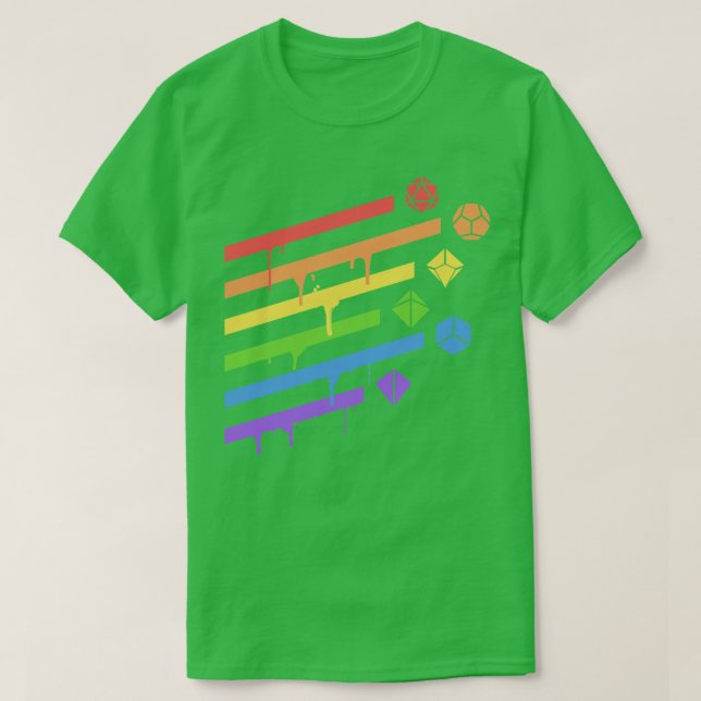 Rainbow Polyhedral Dice Set Tabletop RPG Addict 2 T-Shirt (Design Front)