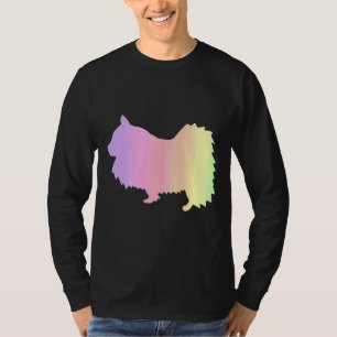 Rainbow Pomeranian Dog Outline T-Shirt