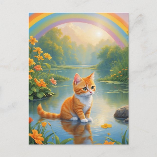 Rainbow Pond Kitten Postcard (Front)