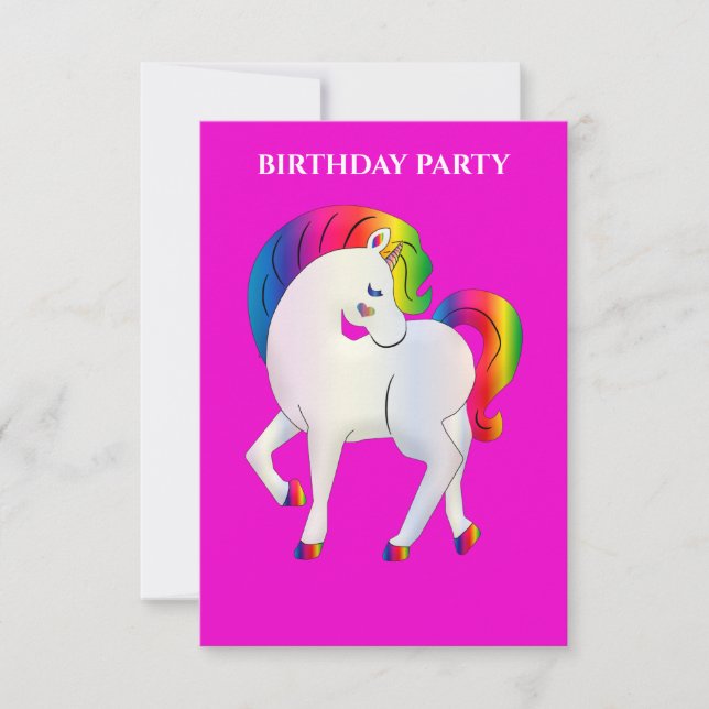 "RAINBOW PONY" BIRTHDAY INVITATIONS PERSONALIZED. (Front)