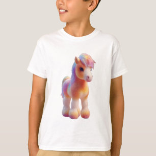 Rainbow Pony Pastel Watercolor Illustration Kids T-Shirt