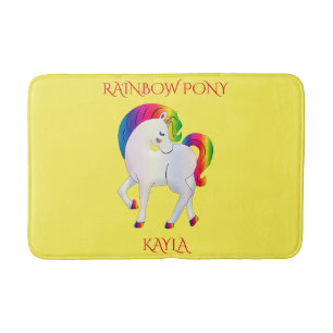 Rainbow pony personalized child's name Bath Mat