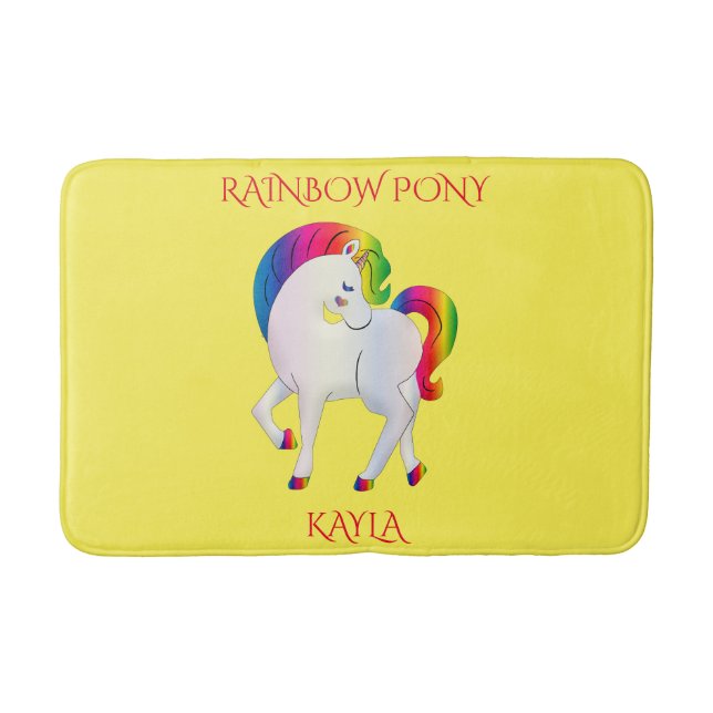Rainbow pony personalized child's name Bath Mat (Front)
