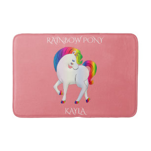Rainbow pony personalized child's name Bath Mat