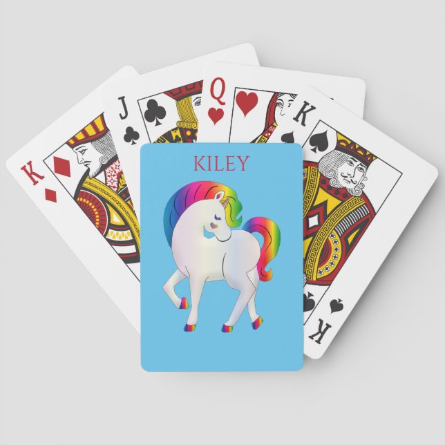 Rainbow pony playing cards for kids. (Back)