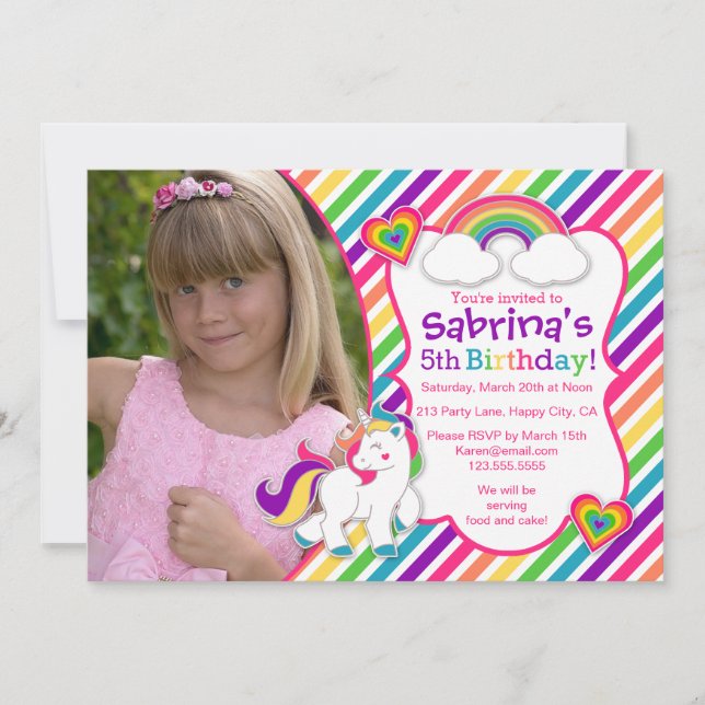 Rainbow Pony Unicorn Birthday Party Invitation (Front)