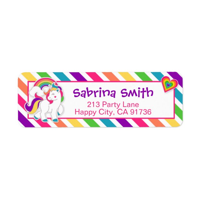 Rainbow Pony Unicorn Birthday Return Address Label (Front)