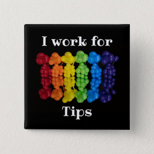 Rainbow Poodle Dog Tips Button