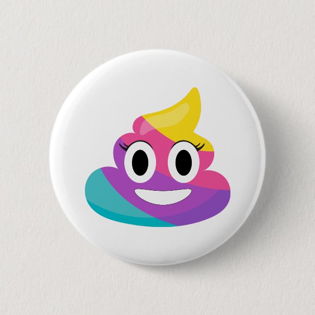 Rainbow Poop Emoji 2 Inch Round Button (Front)