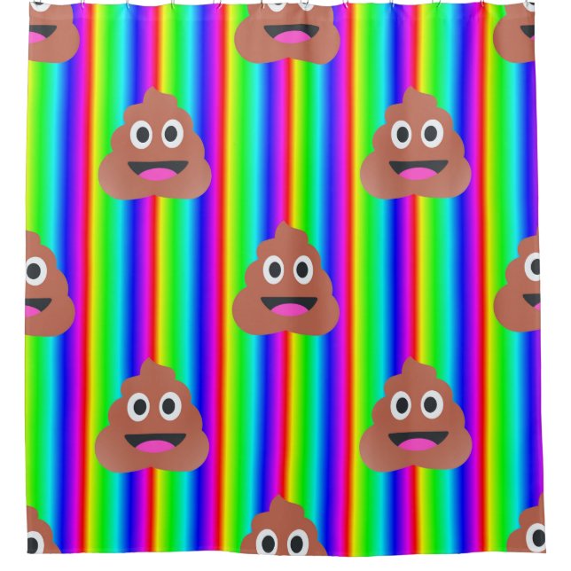 rainbow poop emoji bathroom shower curtain (Front)