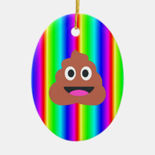 rainbow poop emoji ceramic ornament