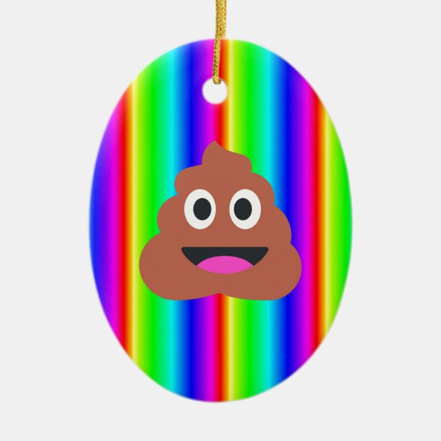 rainbow poop emoji ceramic ornament (Front)