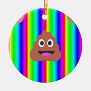 rainbow poop emoji ceramic ornament