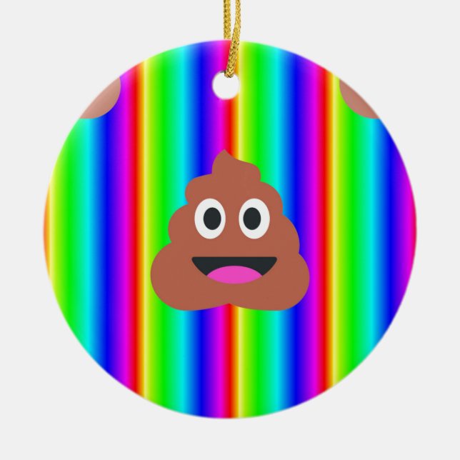 rainbow poop emoji ceramic ornament (Front)