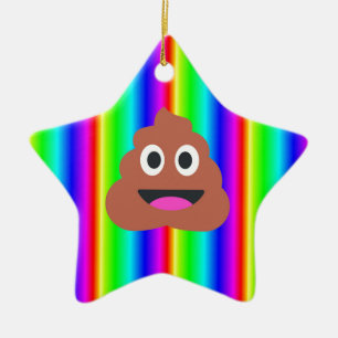 rainbow poop emoji ceramic ornament