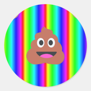 rainbow poop emoji classic round sticker