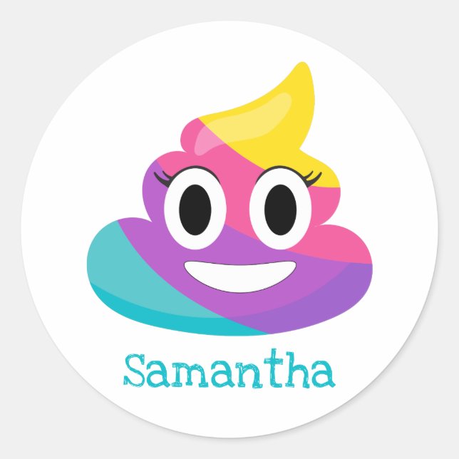 Rainbow Poop Emoji Classic Round Sticker (Front)