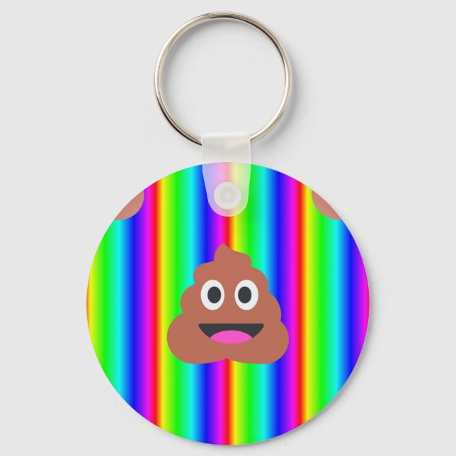 rainbow poop emoji keychain (Front)