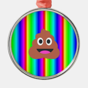 rainbow poop emoji metal ornament