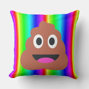 rainbow poop emoji throw pillow