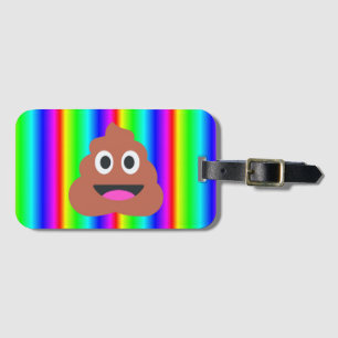 rainbow poop emoji travel luggage bag tag