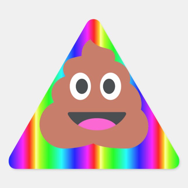 rainbow poop emoji triangle sticker (Front)