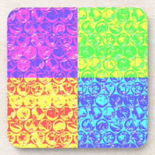Rainbow pop art bubble wrap coaster