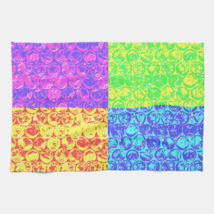 Rainbow pop art bubble wrap kitchen towel