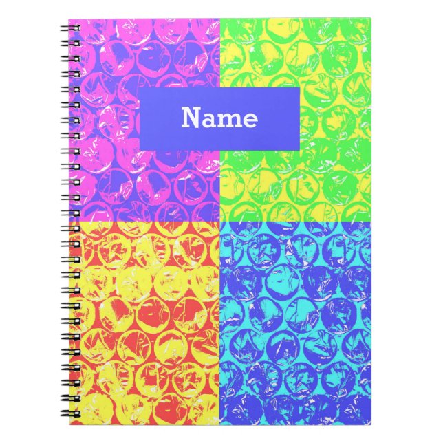 Rainbow pop art bubble wrap notebook (Front)
