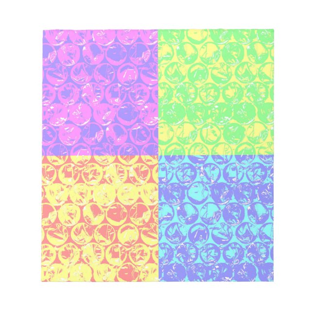 Rainbow pop art bubble wrap notepad (Front)