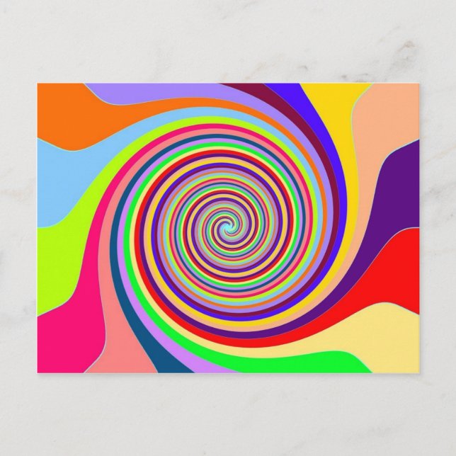 Rainbow pop art psychedelic swirl postcard (Front)