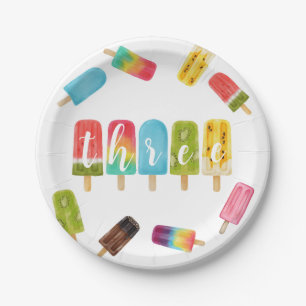 Rainbow Pop Birthday 3rd Birthday Paper Plate