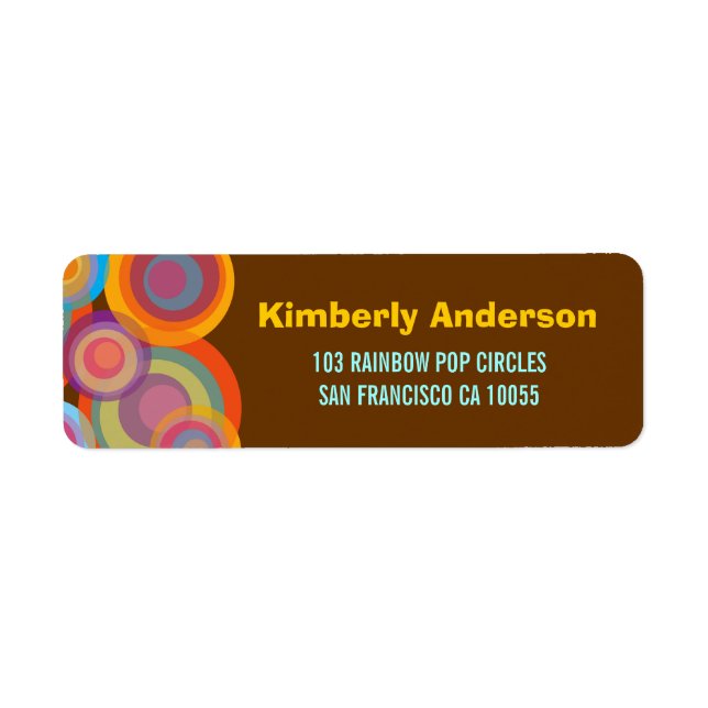 Rainbow Pop Circles Colourful & Fun Address Labels (Front)