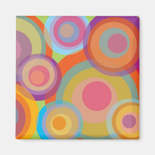 Rainbow Pop Circles Colourful Retro Fun Groovy Chi Magnet