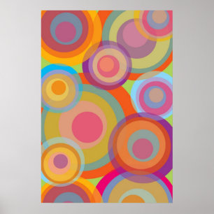 Rainbow Pop Circles Colourful Retro Fun Groovy Chi Poster