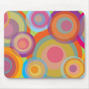 Rainbow Pop Circles Colourful Retro Fun Groovy Mouse Pad