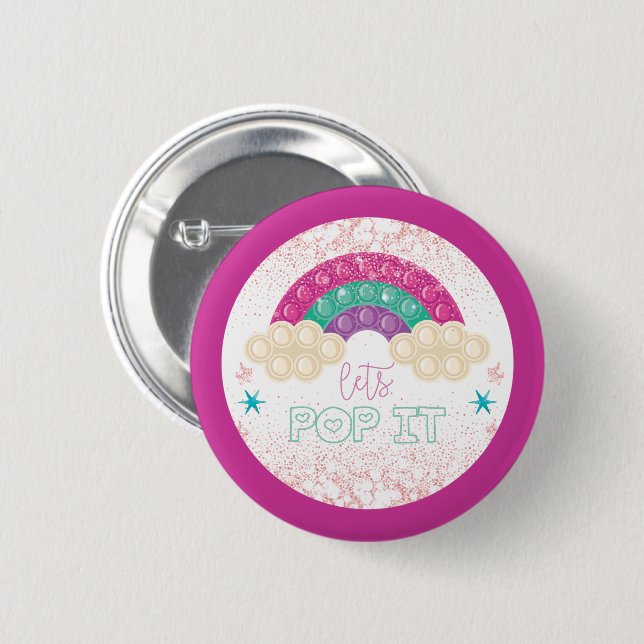 Rainbow Pop It Birthday 2 Inch Round Button (Front & Back)