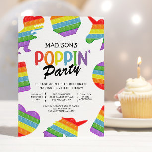 Rainbow Pop It Birthday Party Invitation