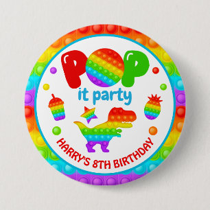 Rainbow Pop It Fidget Toy Birthday Party 3 Inch Round Button