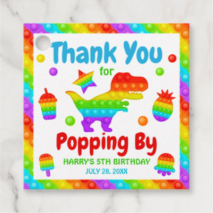 Rainbow Pop It Fidget Toy Birthday Party Favour Tags