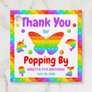 Rainbow Pop It Fidget Toy Birthday Party Favour Tags