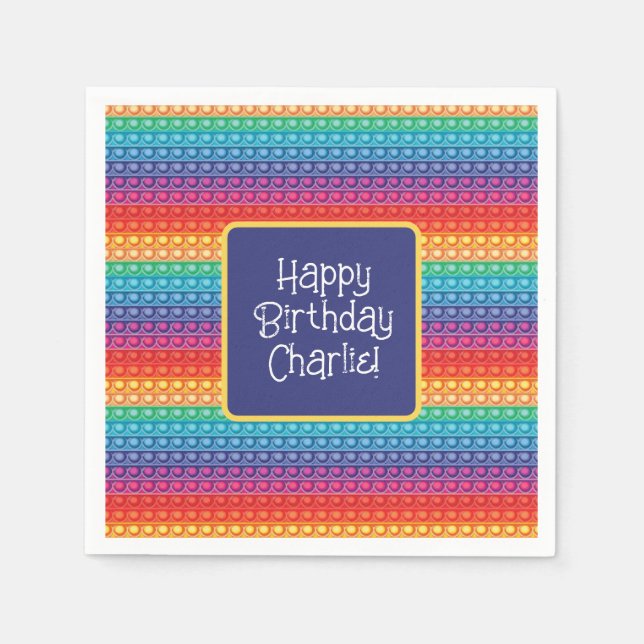 Rainbow Pop It Fidget Toy Pattern Personalized  Napkin (Front)