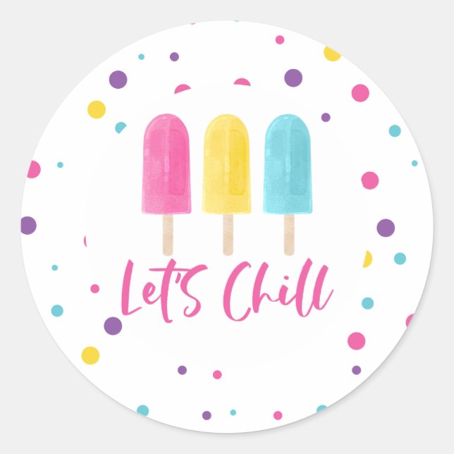 Rainbow Pop Let's Chill Birthday Classic Round Sticker (Front)