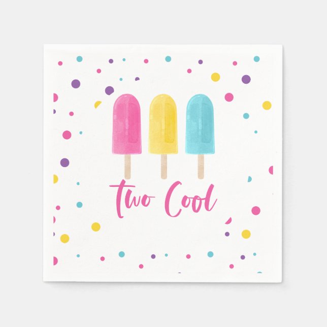 Rainbow Pop Two Cool 2nd Birthday Napkin (Front)