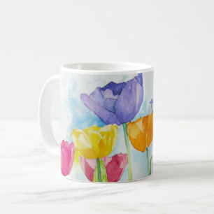 Rainbow Poppies Colourful Original Watercolor Coffee Mug
