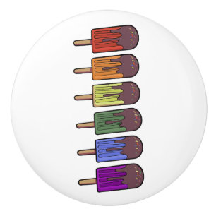Rainbow Popsicle Parade Ceramic Knob