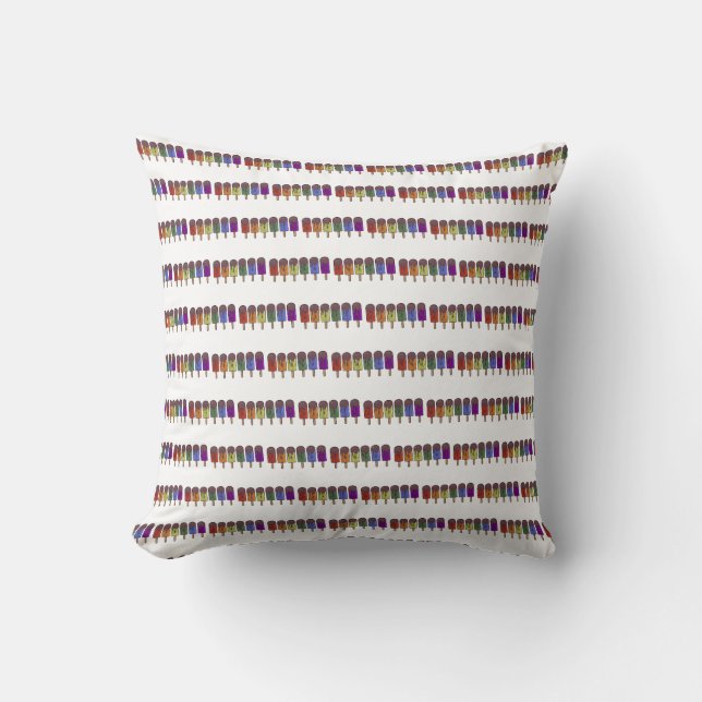 Rainbow Popsicle Parade Throw Pillow (Front)