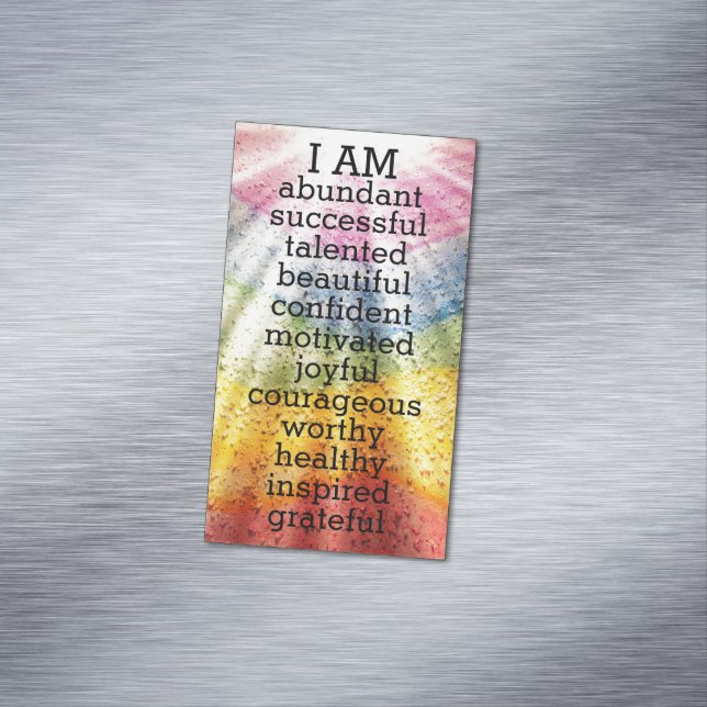 Rainbow Positive Affirmations  Magnetic Business Card (In Situ)