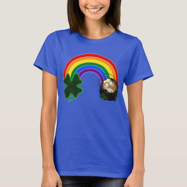 Rainbow Pot of Gold St. Patrick's Day  T-Shirt (Front)